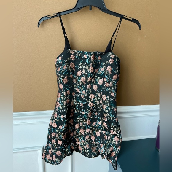 Superdown Macey Mini Dress Pink Floral Embroidered Size XXS Y2K Jacquard - Picture 6 of 11